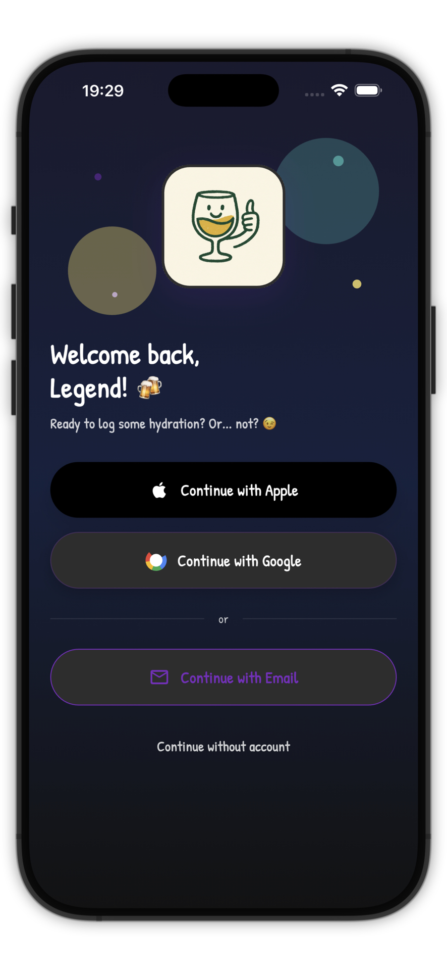 Sipmate Login Screen